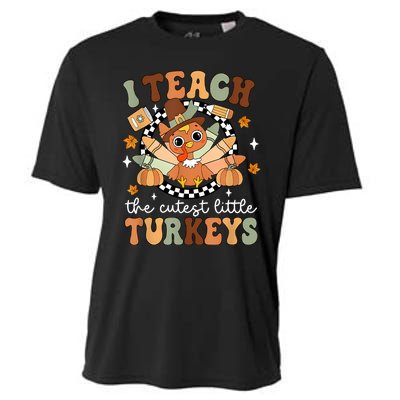 I Teach The Cutest Little Turkeys School Thankful Cooling Performance Crew T-Shirt