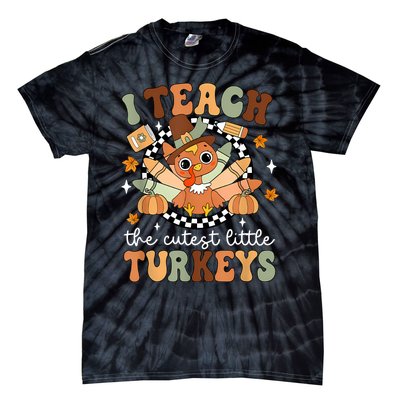 I Teach The Cutest Little Turkeys School Thankful Tie-Dye T-Shirt