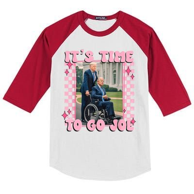 ItS Time To Go Joe Funny Biden Trump Felon Conviction Kids Colorblock Raglan Jersey