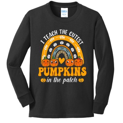 I Teach The Cutest Pumpkins In The Patch Teacher Halloween Kids Long Sleeve Shirt