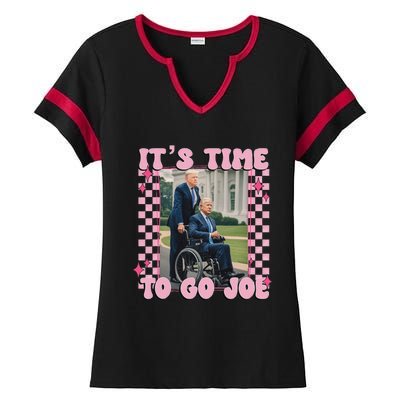 ItS Time To Go Joe Funny Trump 2024 Ladies Halftime Notch Neck Tee