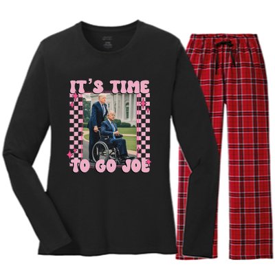 ItS Time To Go Joe Funny Trump 2024 Women's Long Sleeve Flannel Pajama Set 