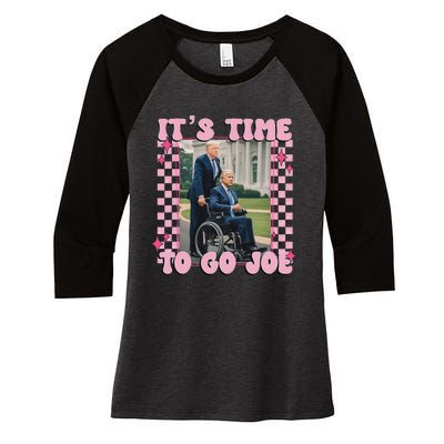 ItS Time To Go Joe Funny Trump 2024 Women's Tri-Blend 3/4-Sleeve Raglan Shirt