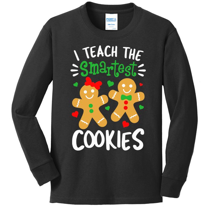 I Teach The Smartest Cookies Funny Teacher Xmas Gingerbread Kids Long Sleeve Shirt