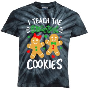 I Teach The Smartest Cookies Funny Teacher Xmas Gingerbread Kids Tie-Dye T-Shirt