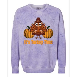 Its Turkey Time Thanksgiving Party Turkey Day Reunion Autumn Cool Gift Colorblast Crewneck Sweatshirt