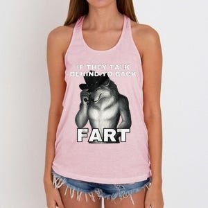 If They Talk Behind Your Back Fart Alpha Wolf Meme Women's Knotted Racerback Tank