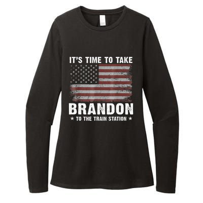 Its Time To Take Brandon To The Train Station America Flag Design Womens CVC Long Sleeve Shirt