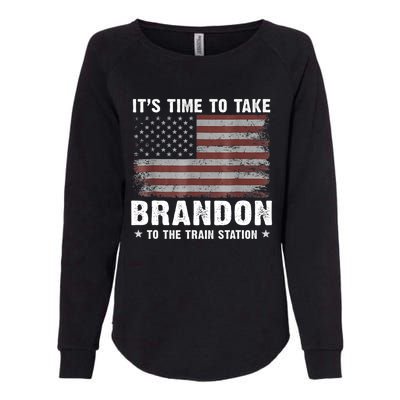 Its Time To Take Brandon To The Train Station America Flag Design Womens California Wash Sweatshirt