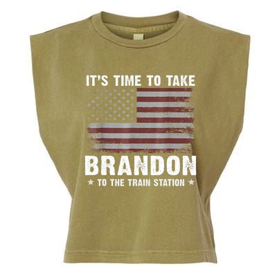 Its Time To Take Brandon To The Train Station America Flag Design Garment-Dyed Women's Muscle Tee