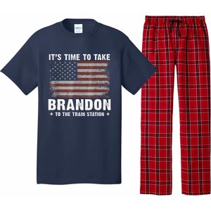 Its Time To Take Brandon To The Train Station America Flag Design Pajama Set