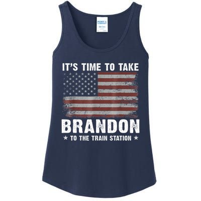 Its Time To Take Brandon To The Train Station America Flag Design Ladies Essential Tank