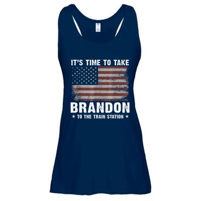 Its Time To Take Brandon To The Train Station America Flag Design Ladies Essential Flowy Tank