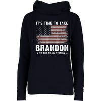 Its Time To Take Brandon To The Train Station America Flag Design Womens Funnel Neck Pullover Hood