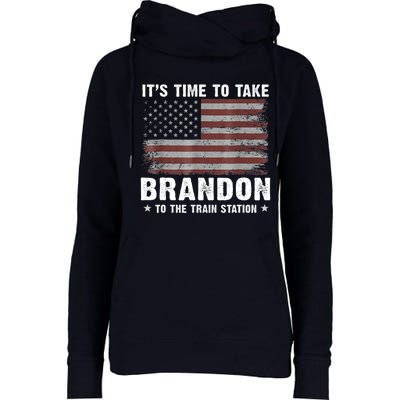 Its Time To Take Brandon To The Train Station America Flag Design Womens Funnel Neck Pullover Hood