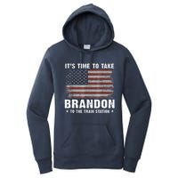 Its Time To Take Brandon To The Train Station America Flag Design Women's Pullover Hoodie