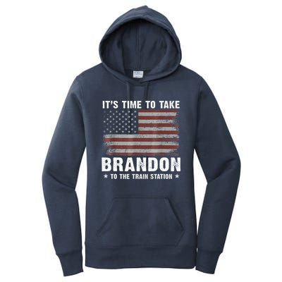 Its Time To Take Brandon To The Train Station America Flag Design Women's Pullover Hoodie