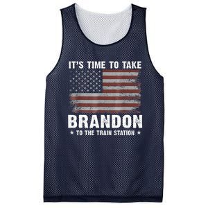 Its Time To Take Brandon To The Train Station America Flag Design Mesh Reversible Basketball Jersey Tank