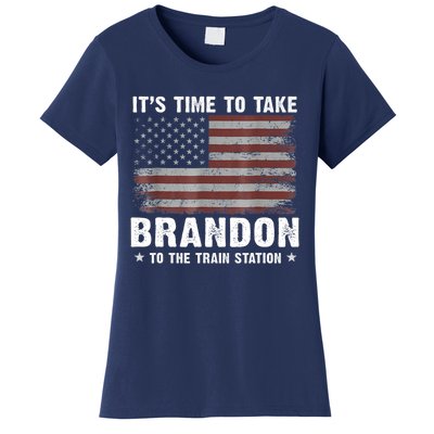 Its Time To Take Brandon To The Train Station America Flag Design Women's T-Shirt