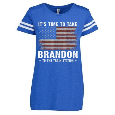 Its Time To Take Brandon To The Train Station America Flag Design Enza Ladies Jersey Football T-Shirt