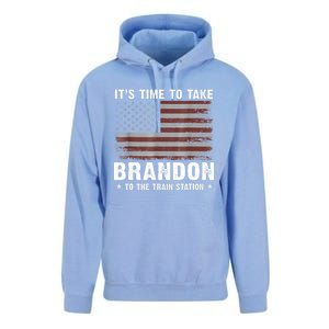 Its Time To Take Brandon To The Train Station America Flag Design Unisex Surf Hoodie