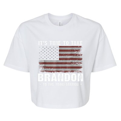 Its Time To Take Brandon To The Train Station America Flag Design Bella+Canvas Jersey Crop Tee