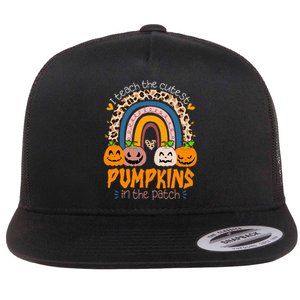 I Teach The Cutest Pumpkins In The Patch Retro Teacher Fall Flat Bill Trucker Hat