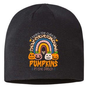 I Teach The Cutest Pumpkins In The Patch Retro Teacher Fall Sustainable Beanie