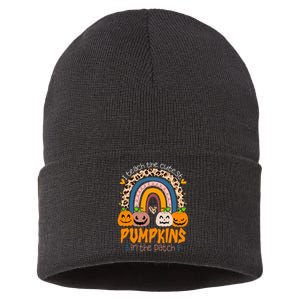 I Teach The Cutest Pumpkins In The Patch Retro Teacher Fall Sustainable Knit Beanie