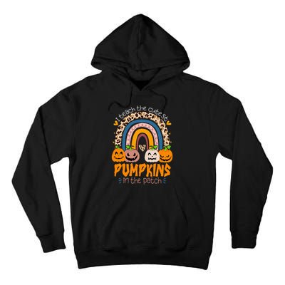 I Teach The Cutest Pumpkins In The Patch Retro Teacher Fall Tall Hoodie