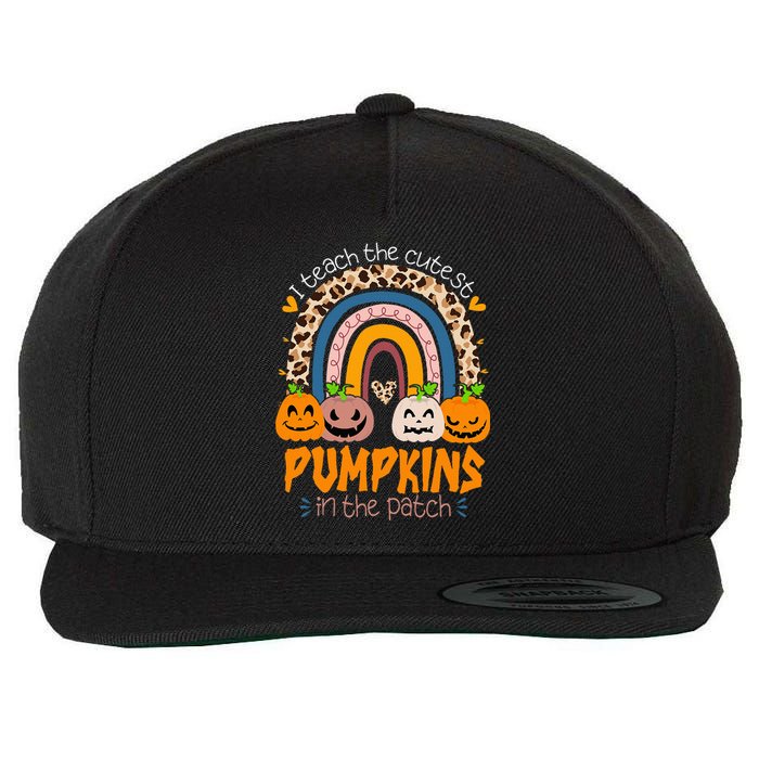 I Teach The Cutest Pumpkins In The Patch Retro Teacher Fall Wool Snapback Cap