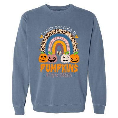 I Teach The Cutest Pumpkins In The Patch Retro Teacher Fall Garment-Dyed Sweatshirt