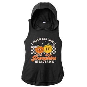 I Teach The Cutest Pumpkins In The Patch Retro Teacher Fall Ladies PosiCharge Tri-Blend Wicking Draft Hoodie Tank