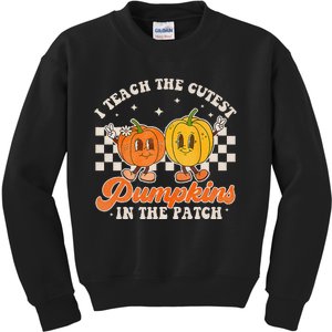 I Teach The Cutest Pumpkins In The Patch Retro Teacher Fall Kids Sweatshirt