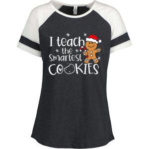 I Teach The Smartest Cookies Christmas Gingerbread Santa Hat  Enza Ladies Jersey Colorblock Tee