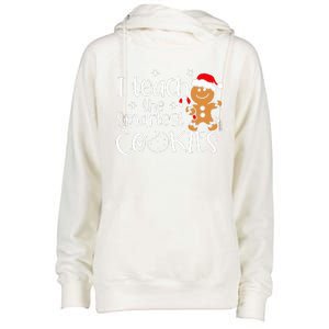 I Teach The Smartest Cookies Christmas Gingerbread Santa Hat  Womens Funnel Neck Pullover Hood