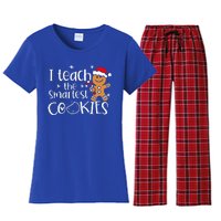 I Teach The Smartest Cookies Christmas Gingerbread Santa Hat  Women's Flannel Pajama Set