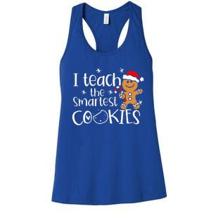 I Teach The Smartest Cookies Christmas Gingerbread Santa Hat  Women's Racerback Tank