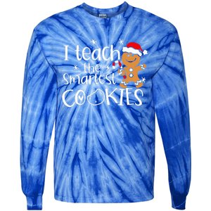 I Teach The Smartest Cookies Christmas Gingerbread Santa Hat  Tie-Dye Long Sleeve Shirt