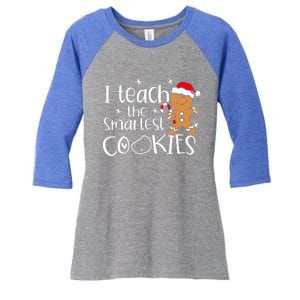 I Teach The Smartest Cookies Christmas Gingerbread Santa Hat  Women's Tri-Blend 3/4-Sleeve Raglan Shirt