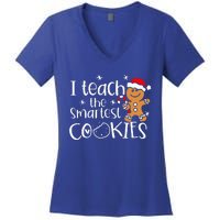 I Teach The Smartest Cookies Christmas Gingerbread Santa Hat  Women's V-Neck T-Shirt