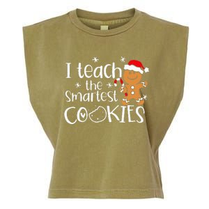 I Teach The Smartest Cookies Christmas Gingerbread Santa Hat  Garment-Dyed Women's Muscle Tee