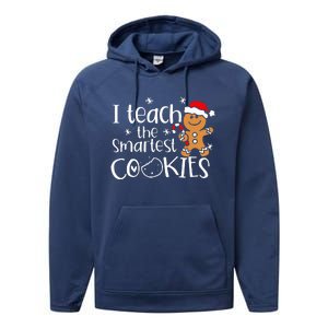 I Teach The Smartest Cookies Christmas Gingerbread Santa Hat  Performance Fleece Hoodie