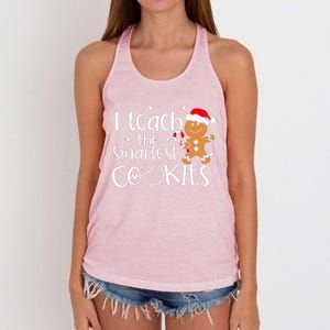 I Teach The Smartest Cookies Christmas Gingerbread Santa Hat  Women's Knotted Racerback Tank