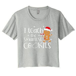 I Teach The Smartest Cookies Christmas Gingerbread Santa Hat  Women's Crop Top Tee