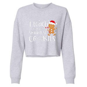 I Teach The Smartest Cookies Christmas Gingerbread Santa Hat  Cropped Pullover Crew