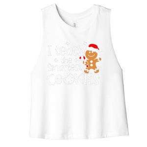 I Teach The Smartest Cookies Christmas Gingerbread Santa Hat  Women's Racerback Cropped Tank