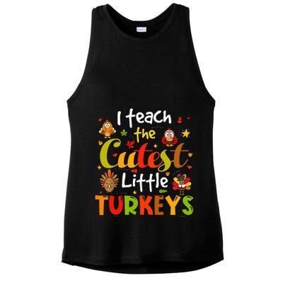 I Teach The Cutest Little Turkeys Pre K Teacher Thanksgiving Ladies PosiCharge Tri-Blend Wicking Tank