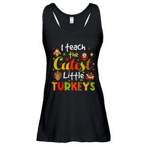 I Teach The Cutest Little Turkeys Pre K Teacher Thanksgiving Ladies Essential Flowy Tank