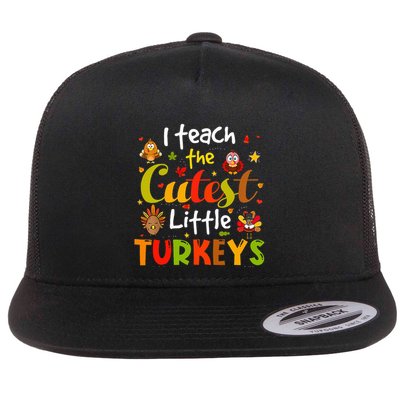 I Teach The Cutest Little Turkeys Pre K Teacher Thanksgiving Flatbill Hat